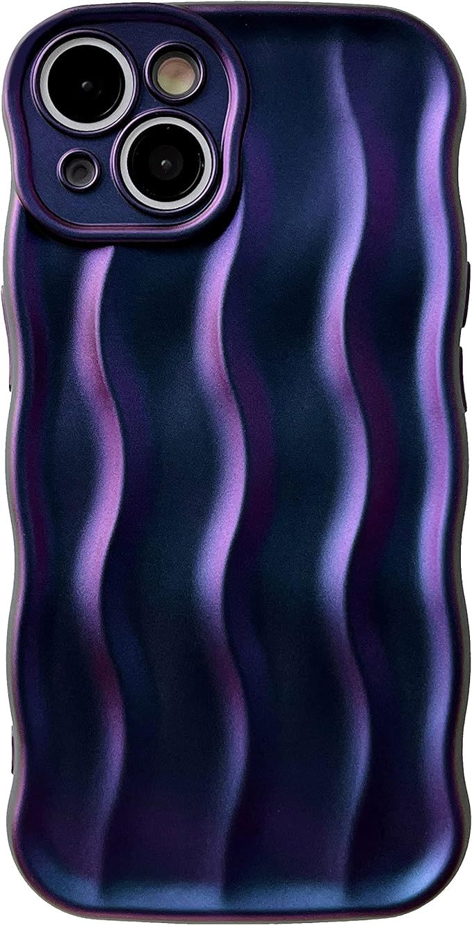 Caseative Water Ripple Pattern Curly Wave Frame Soft Compatible with iPhone Case (Purple,iPhone 1... | Amazon (US)