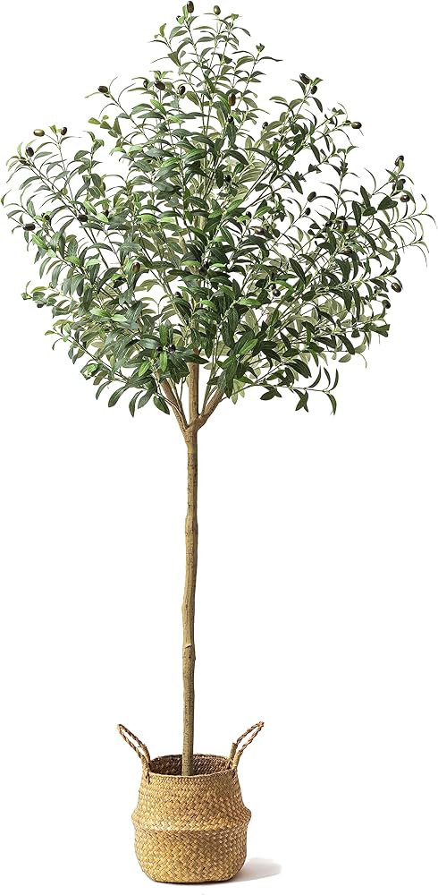 Jelofly Artificial Olive Tree 6FT Tall Faux Olive Slik Tree with Woven Basket for Home Office Dec... | Amazon (US)