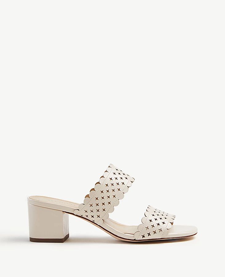 Liv Perforated Leather Block Heel Sandals | Ann Taylor | Ann Taylor (US)