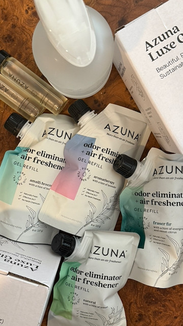 Azuna odor eliminator air freshener refills and reed diffuser, all natural and actually strong enough to work. This is what keeps the house smelling clean without the fake perfume smell. 

 #LTKmomlife #LTKSeasonal #LTKHome