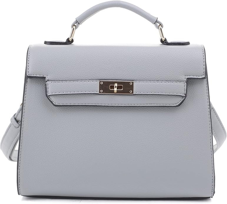 EVVE Women's Top Handle Satchel with Detachable Strap Small Pebbled Leather Crossbody Bag | Amazon (US)