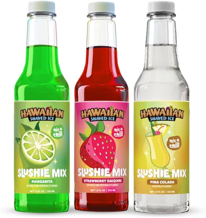 Slushie Syrups Mix 3-Pack by Hawaiian Shaved Ice, Strawberry Daiquiri, Pina Colada & Margarita, P... | Amazon (US)
