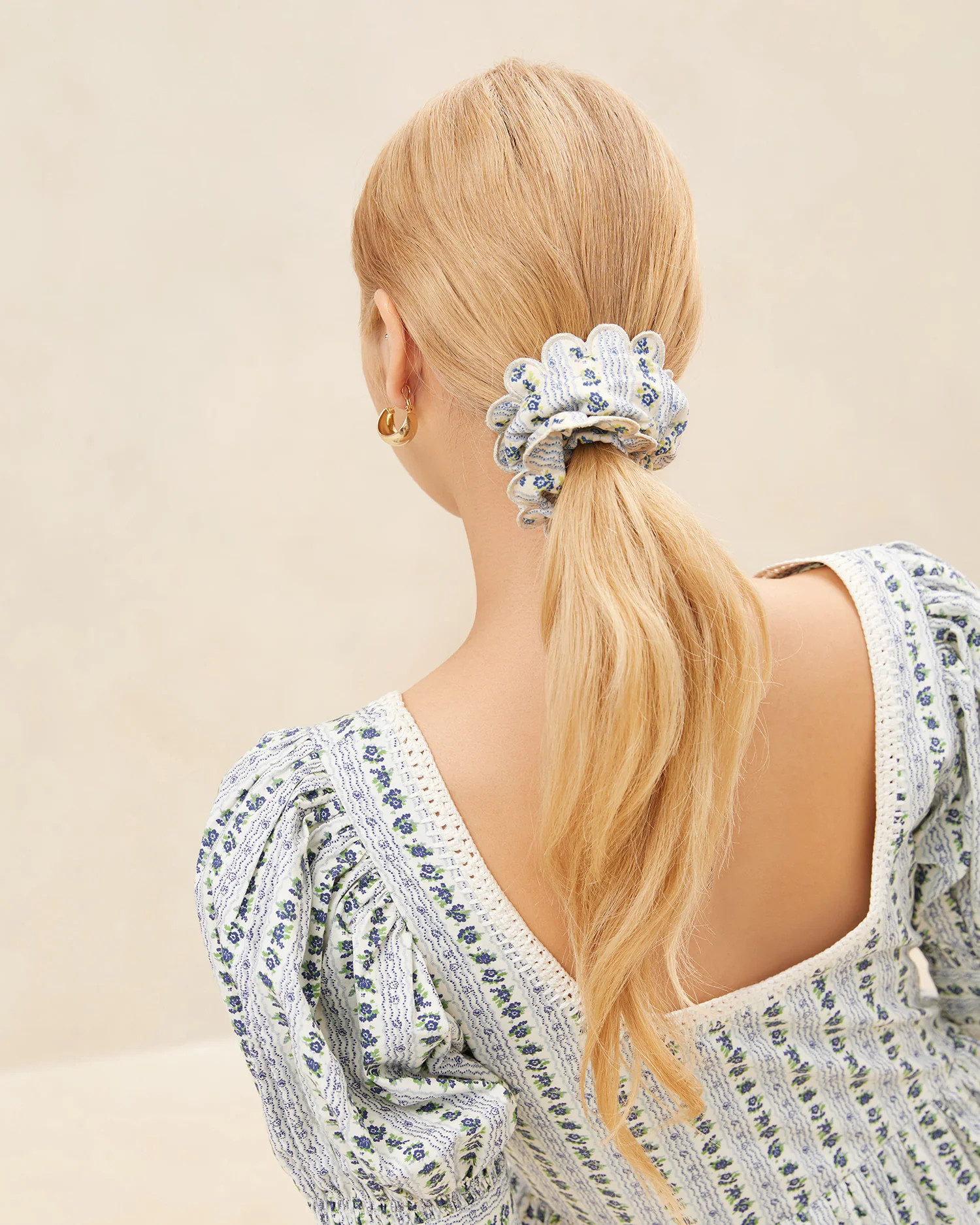 Frankie Blue Floral Scrunchie | Loeffler Randall