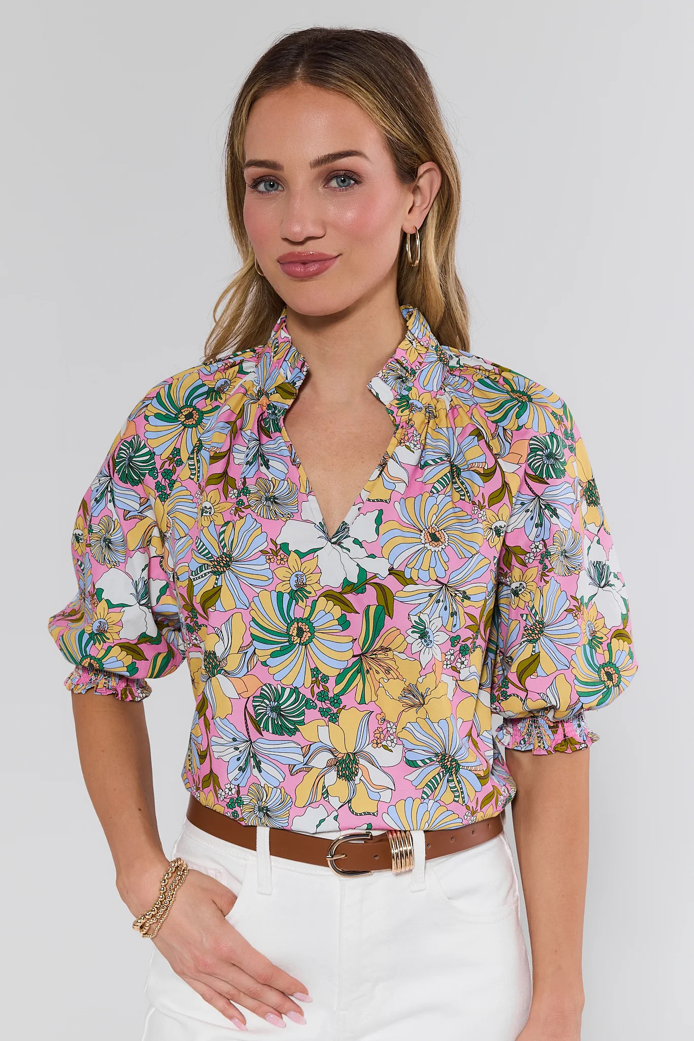 Evelyn Mixed Floral Print Top | Avara