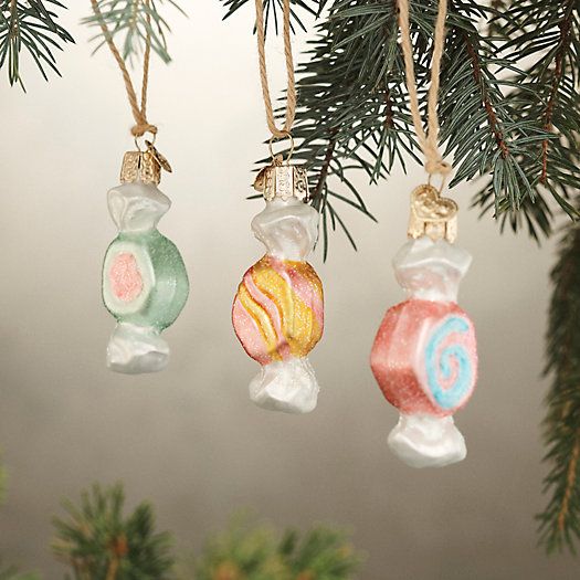 Taffy Candy Glass Ornaments, Set of 3 | Terrain