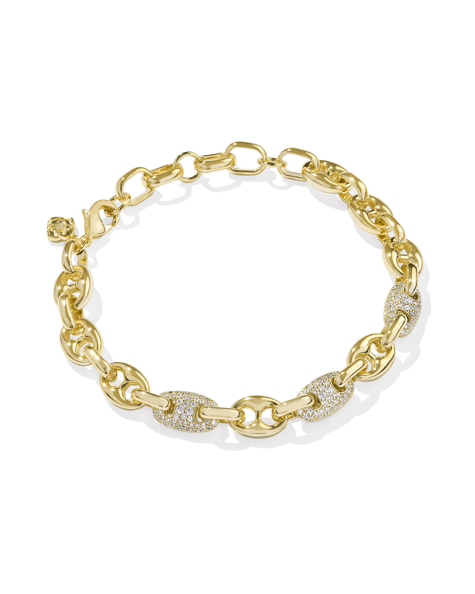 Bailey Gold Pave Chain Bracelet in White Crystal | Kendra Scott