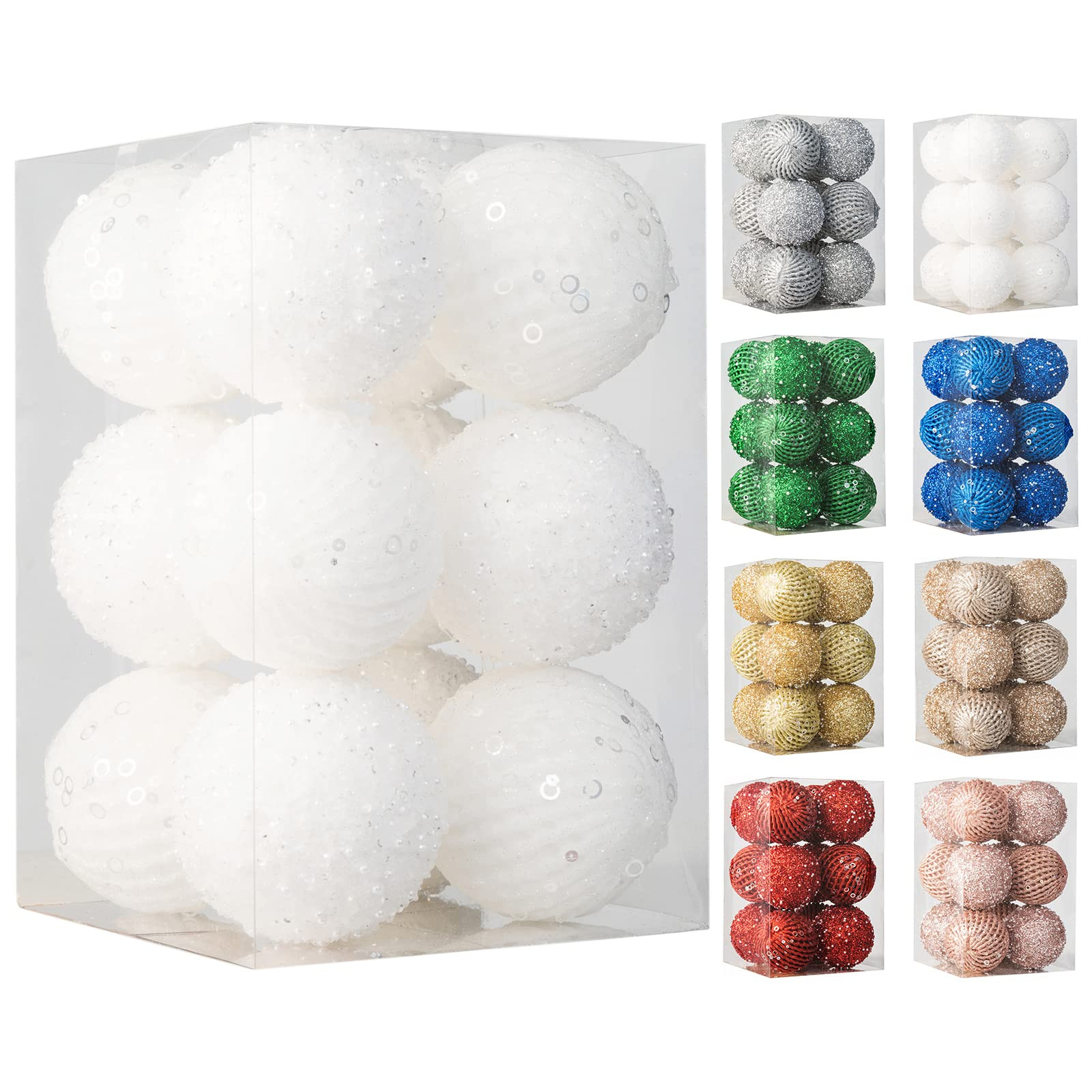 3.15" Christmas Ball Ornaments Glitter Shatterproof Christmas Tree Ornaments Sequin Xmas Hanging ... | Amazon (US)