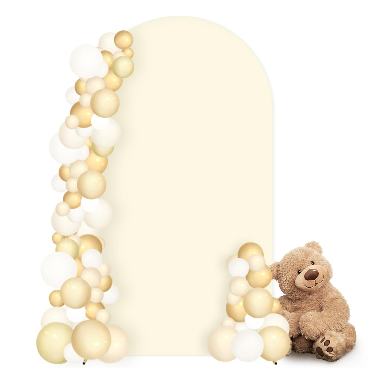 MLMC 7.2FT Arch Backdrop Cover Beige Fitted Spandex Backdrop Stand Cover Stretchy Round Top Chiar... | Amazon (US)