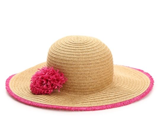 Women's Packable Fringe Edge Floppy Hat -Tan/Pink | DSW