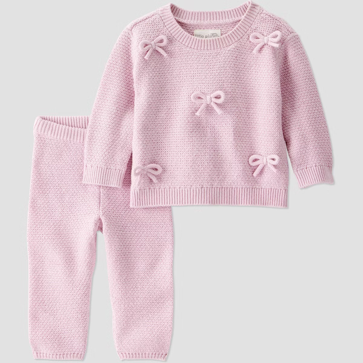 Little Planet By Carter's Organic Baby Girls' 2pc Bow Sweater Set - Pink | Target