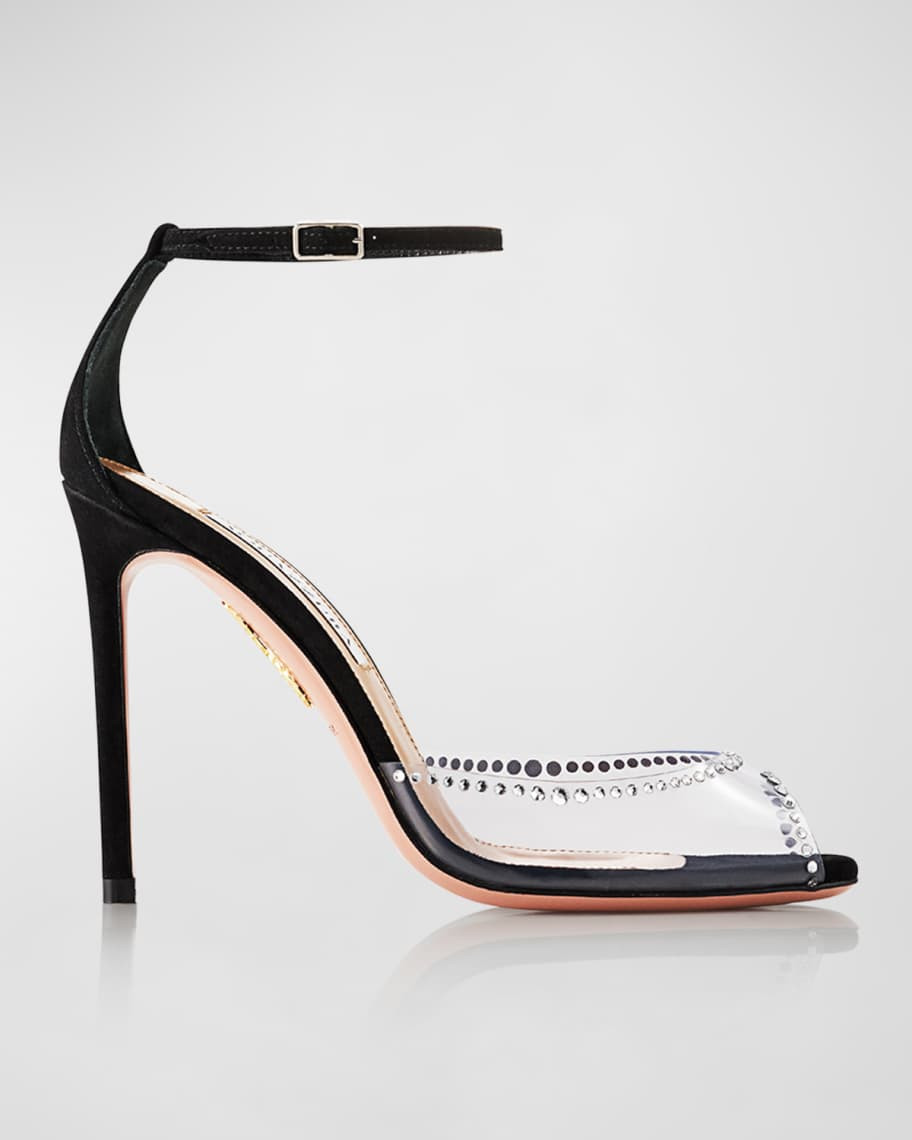 Aquazzura Ray Of Light Crystal Plexi Ankle-Strap Sandals | Neiman Marcus