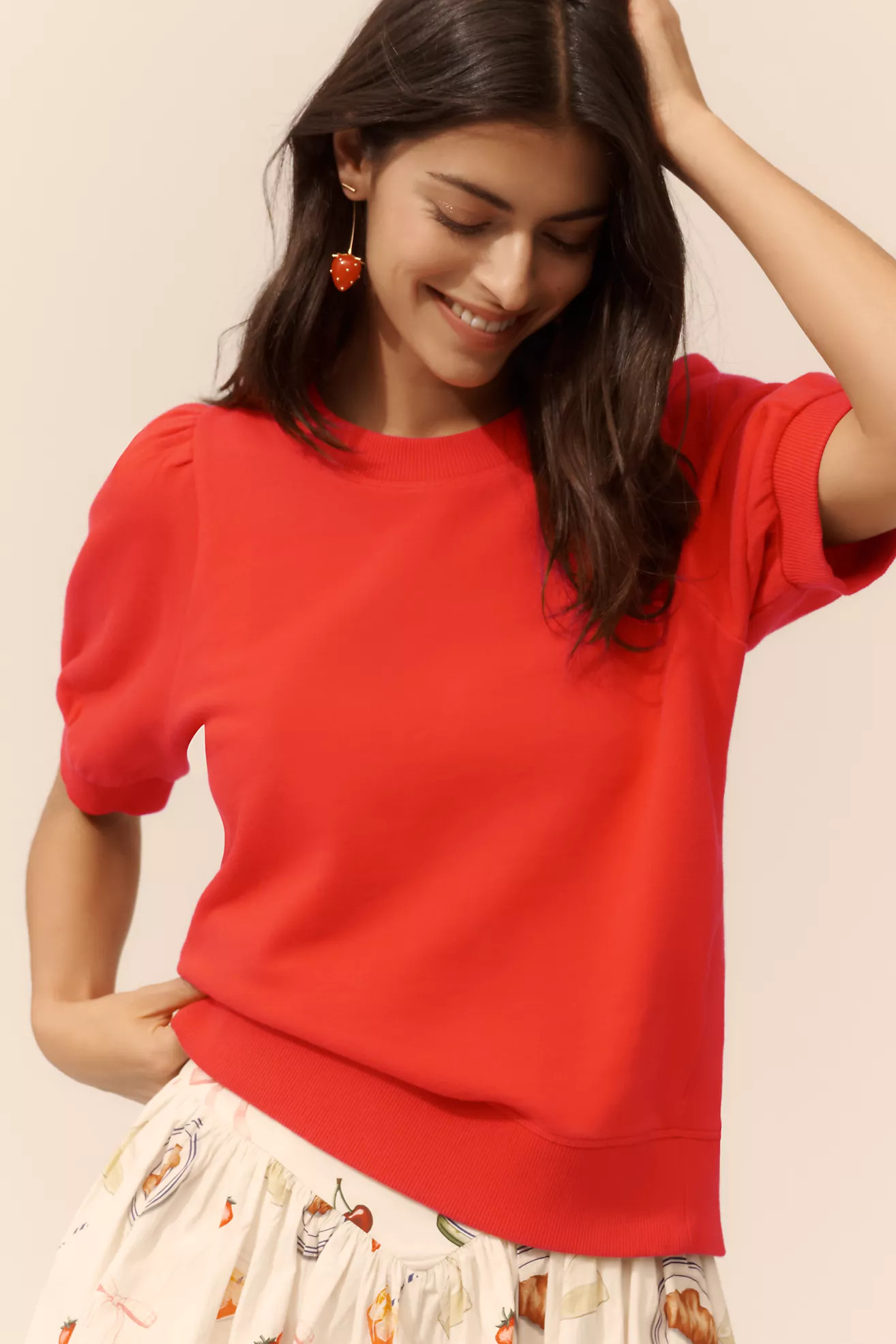Maeve Puff-Sleeve Sweatshirt Tee | Anthropologie (US)