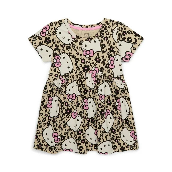 Hello Kitty Toddler Girl Allover Print Dress with Short Sleeves, Sizes 12M-5T | Walmart (US)
