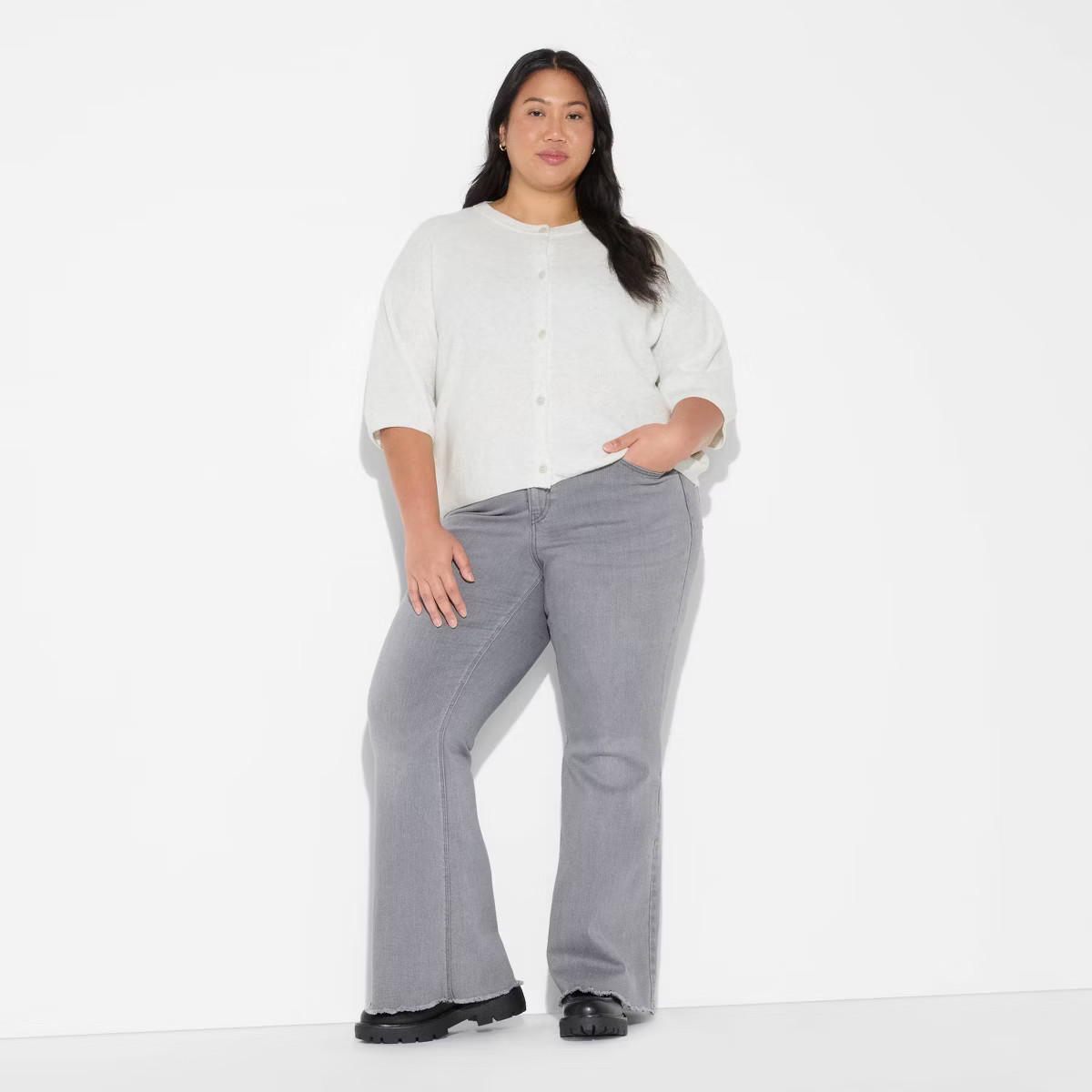 Women's Crewneck Cardigan - Wild Fable™ Brown 4X | Target