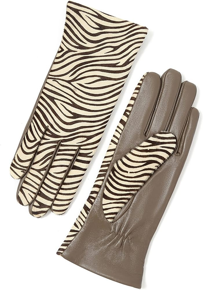 YISEVEN Women’s Sheepskin Leather Gloves with Floral Embroidery and Animal Print | Amazon (US)