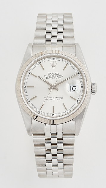 Gents Rolex Silver Stick Dial, Fluted Bezel, Jubilee Band | Shopbop