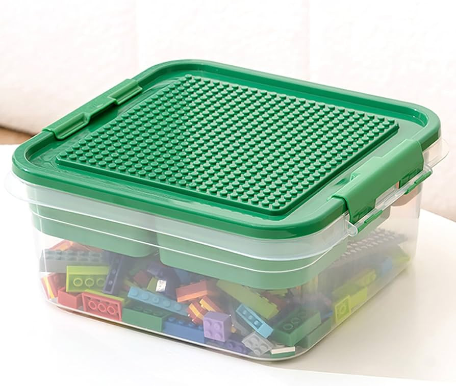 Toys Storage Organizer Bins for Lego, Building Blocks Storage with Building Baseplate Lid, Storag... | Amazon (US)