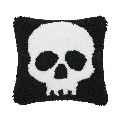 C&F Home Skull Skeleton Hooked Petite Halloween Accent Pillow 8" in Black at Nordstrom | Nordstrom