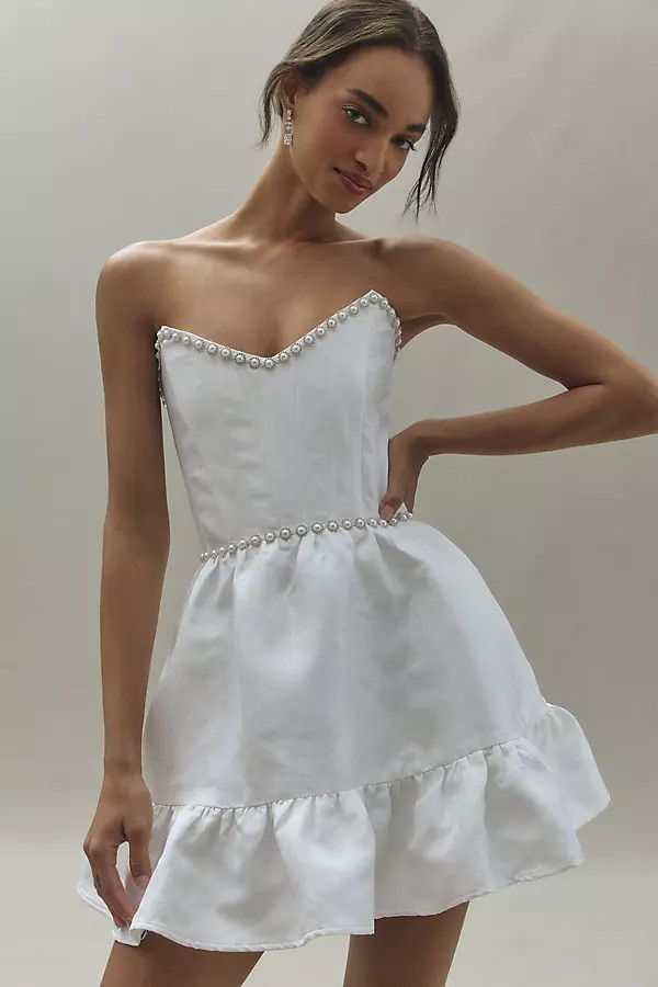 Evie Strapless Fit & Flare Brocade Mini Dress | Anthropologie (US)