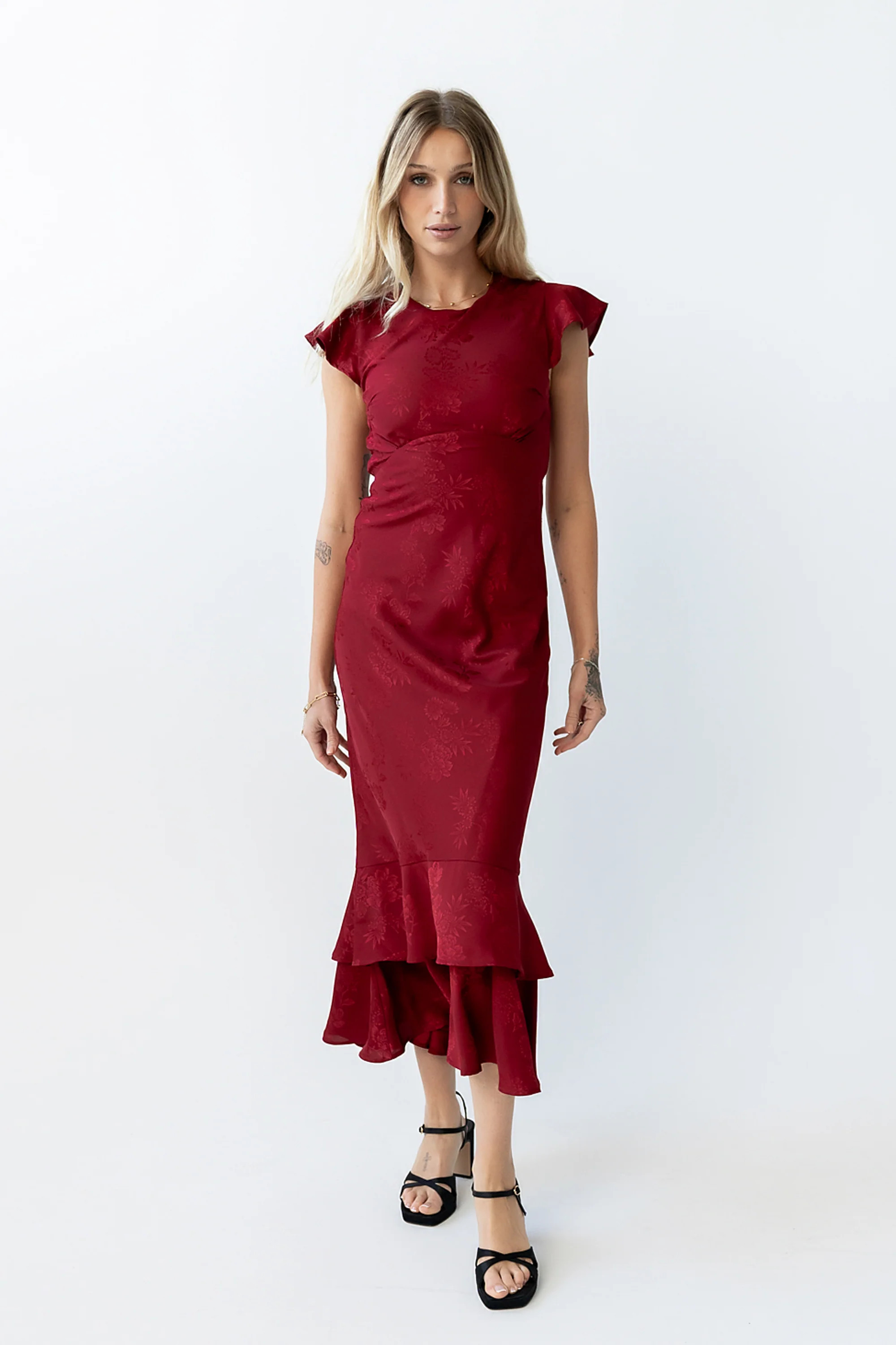 Mateo Floral Maxi Dress in Red | Böhme US
