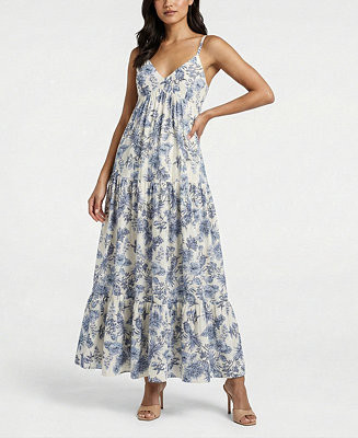 Women's Floral V-Neck A-Line Dress | Macy's