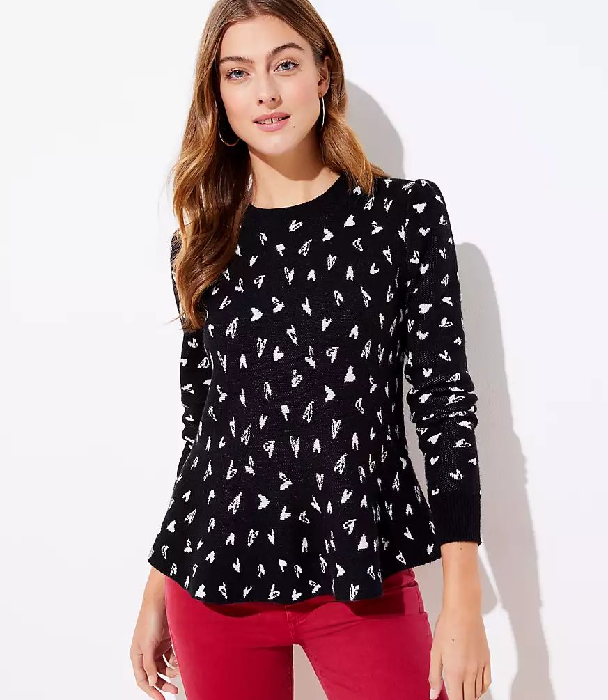 Heart Peplum Sweater | LOFT