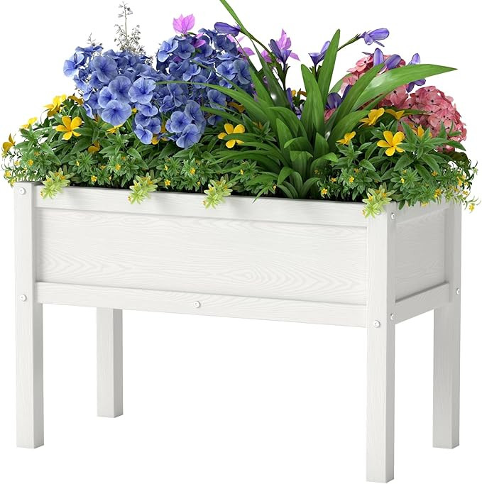 Small HDPE Raised Garden Bed, Elevated Planter Box with Legs, Outdoor All-Weather Planter Raised ... | Amazon (US)