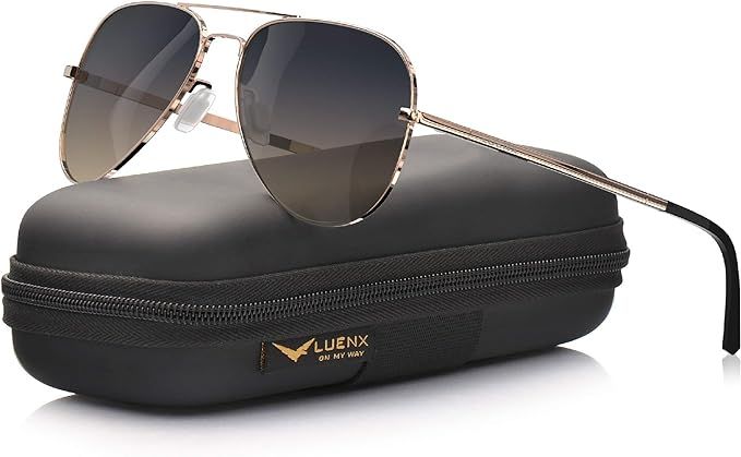 LUENX Aviator Sunglasses for Men Women Polarized - UV 400 Protection with case 60MM | Amazon (US)