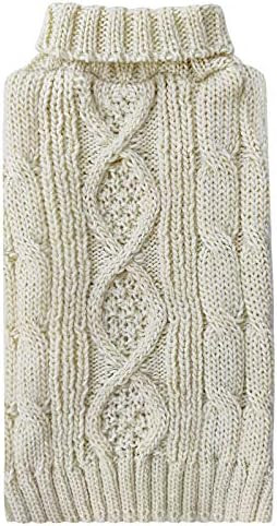 KYEESE Dog Sweaters with Golden Thread Turtleneck Dog Cable Knit Pullover Pet Sweater for Cold Weath | Amazon (US)