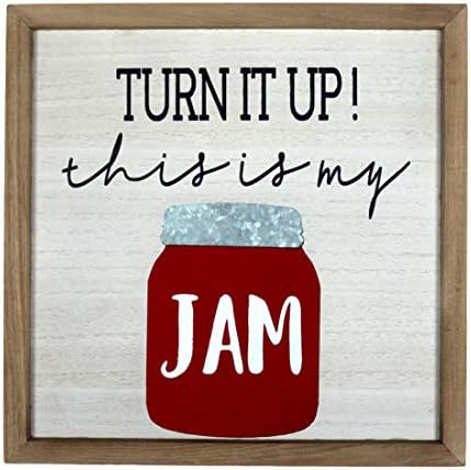 HOMirable Funny Kitchen Wall Décor, Turn It Up This is My Jam, Kitchenware Wood Sign with Metal ... | Amazon (US)
