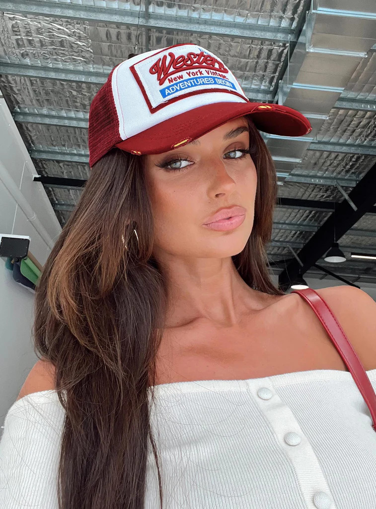 Adventures Trucker Hat Burgundy | Princess Polly US