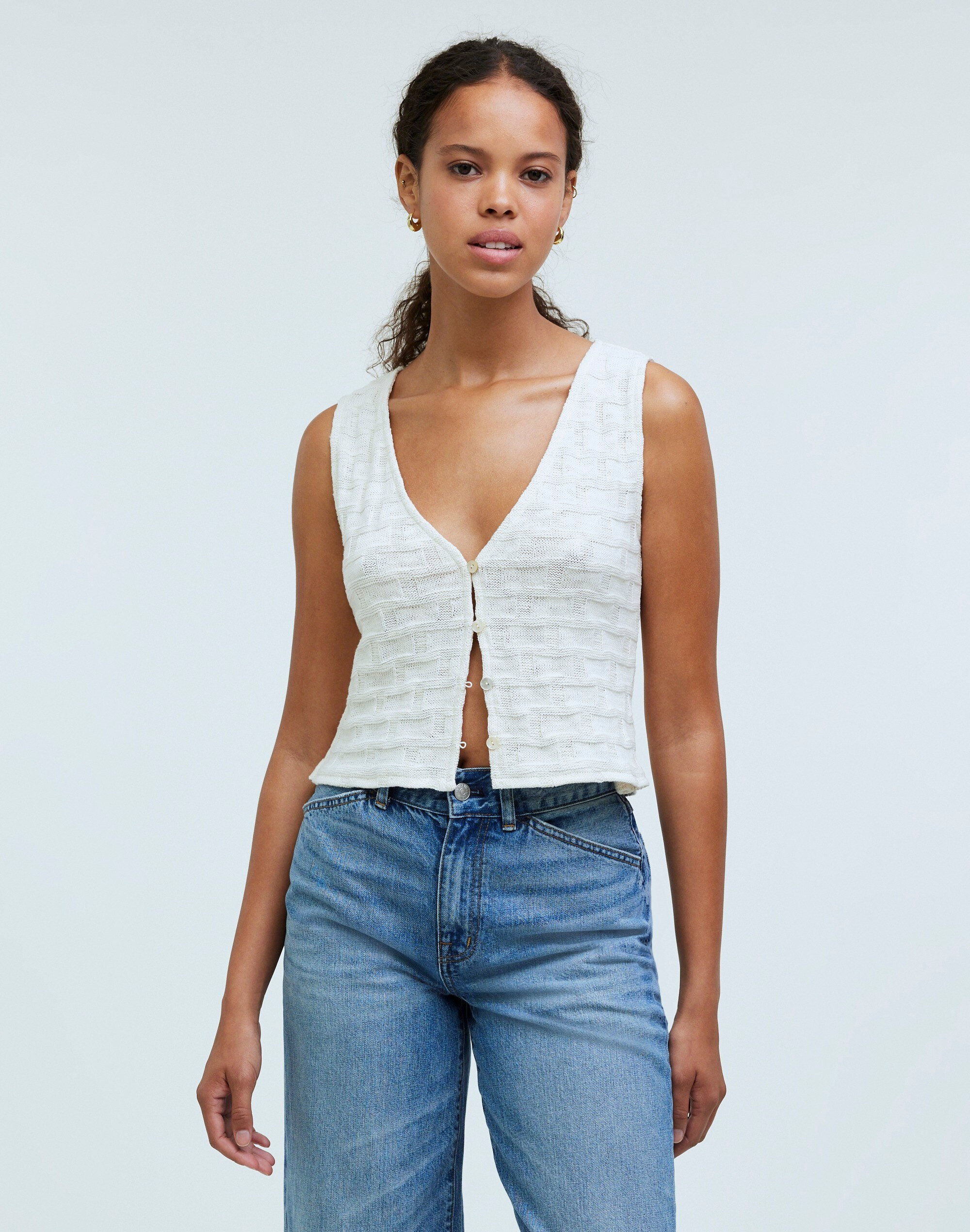 Basketweave-Stitch Vest | Madewell