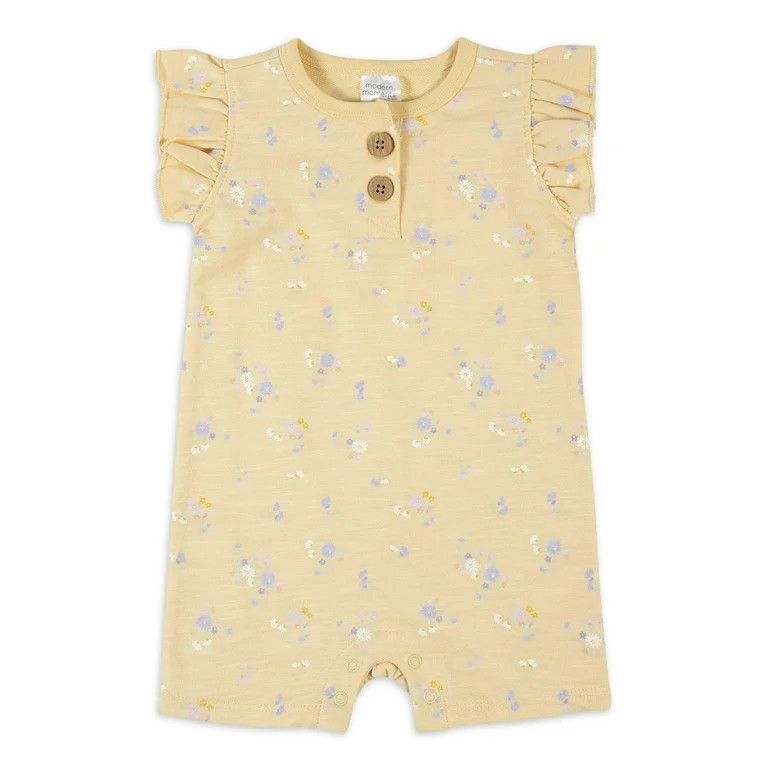 Modern Moments by Gerber Baby Girls Flutter Sleeve Romper, (0-3 Months - 24 Months) | Walmart (US)