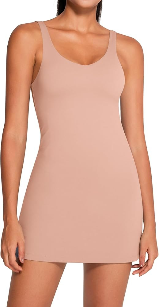 colorskin Womens Tennis Dress with Built in Shorts Open-Back Waistband Active Workout Dress Sleev... | Amazon (US)