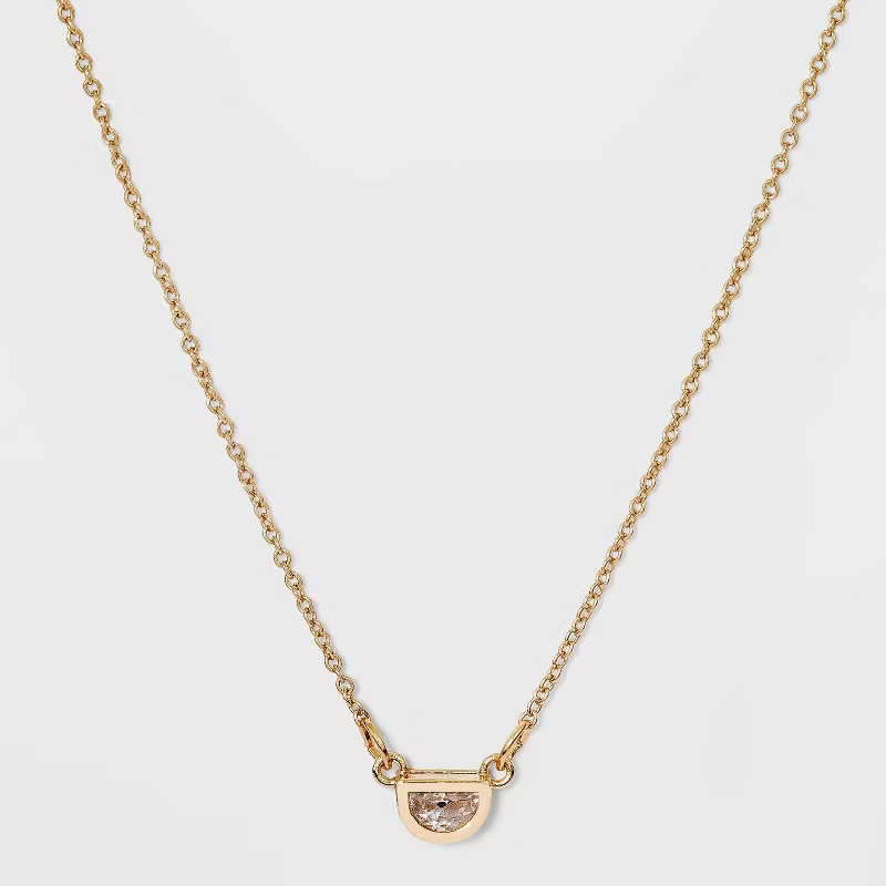Bezel Gem Necklace - A New Day™ | Target