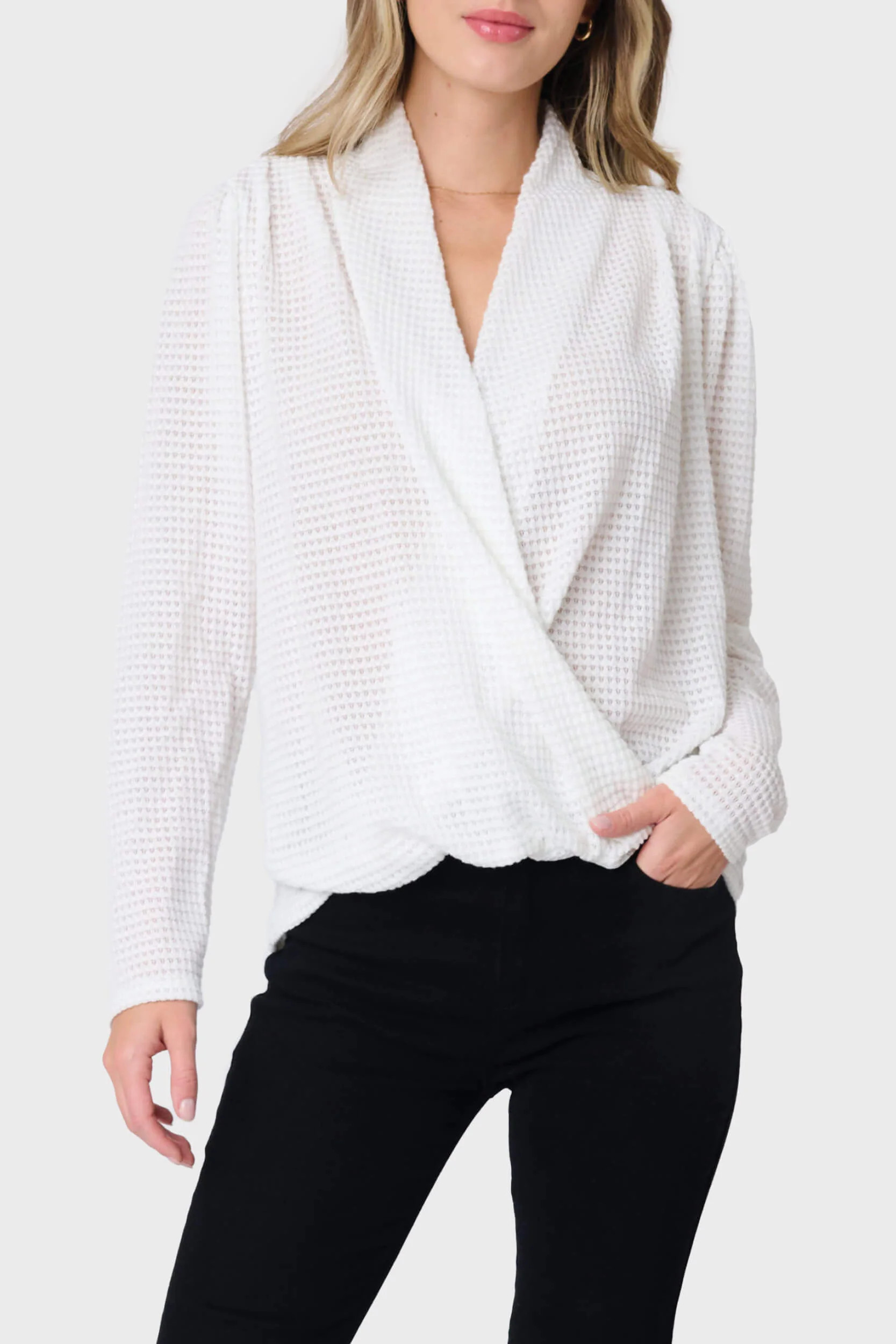 Surplice Open Weave Sweater | Gibsonlook