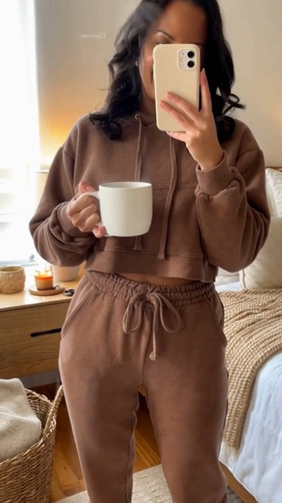 The material is super soft and the fit is that relaxed, effortless look we all love. The cropped hoodie sits just right at the waist, and the joggers have that perfect stretchy waistband — not too tight, not too loose.

I’m obsessed with this mocha color, it just feels so warm and neutral for fall and winter weekends. If you’re building your cozy wardrobe, this set is definitely a must-have. Perfect for Netflix, cleaning days, or grabbing a holiday drink from Starbucks.

Black Friday Deal
$37.70 with 18 percent savings -18% $37.7

#LTKFindsUnder50 #LTKHoliday #LTKootd