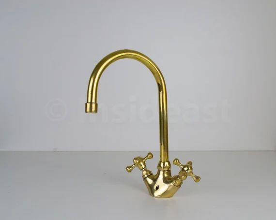 Gooseneck Bathroom Solid Brass Faucet Unlacquered Brass | Etsy | Etsy (US)