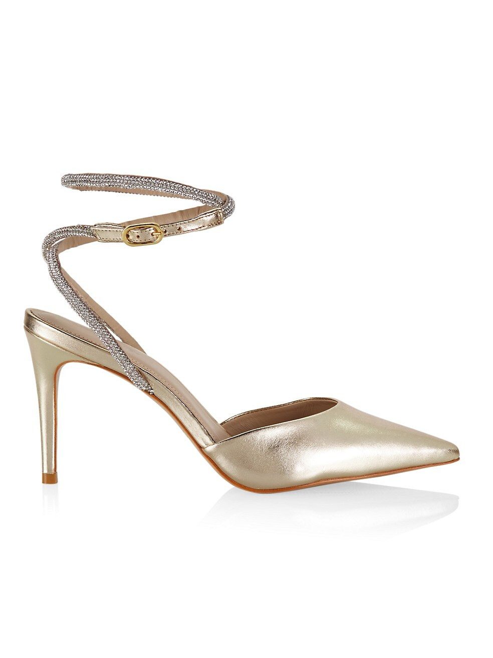 COLLECTION Metallic Leather Rhinestone-Strap Pumps | Saks Fifth Avenue