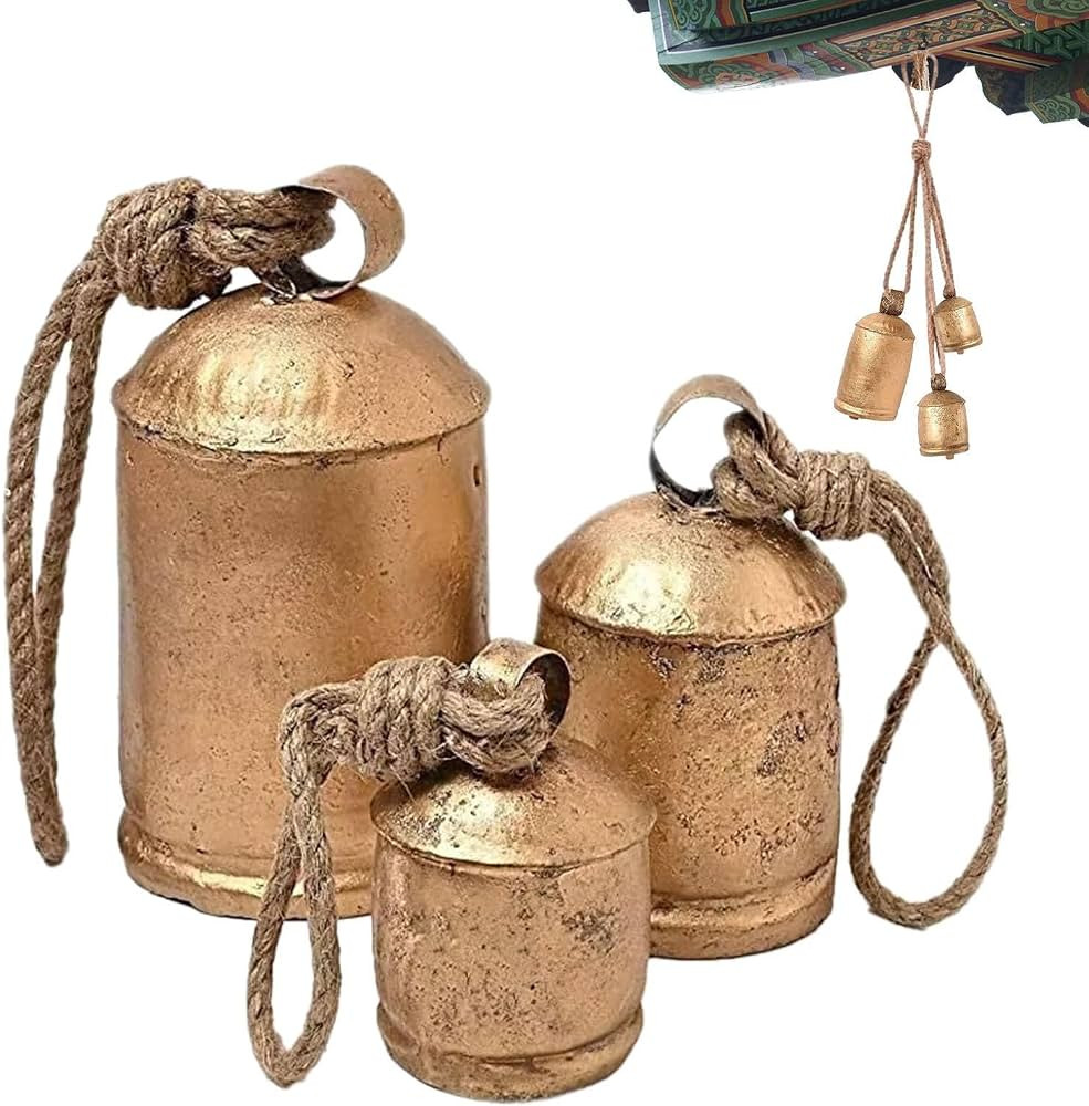 3PCS Cow Bells Christmas Decor - Shabby Chic Country Style Rustic Metal Hanging Cow Bells for Chr... | Amazon (CA)