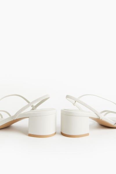 Block-heeled Sandals - Low heel - White - Ladies | H&M US | H&M (US + CA)