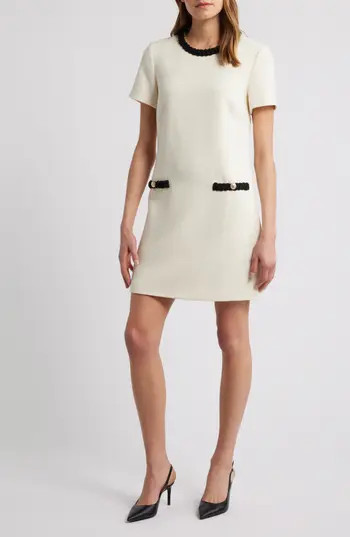 CeCe Short Sleeve Tweed Minidress in White Winter at Nordstrom Rack, Size Small | Nordstrom Rack