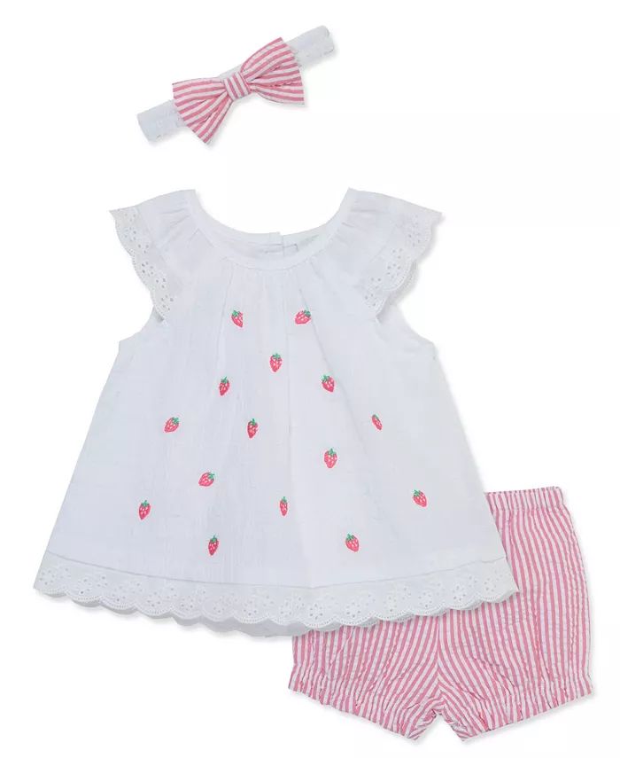 Little Me Baby Girls Strawberry Sunsuit with Headband - Macy's | Macy's