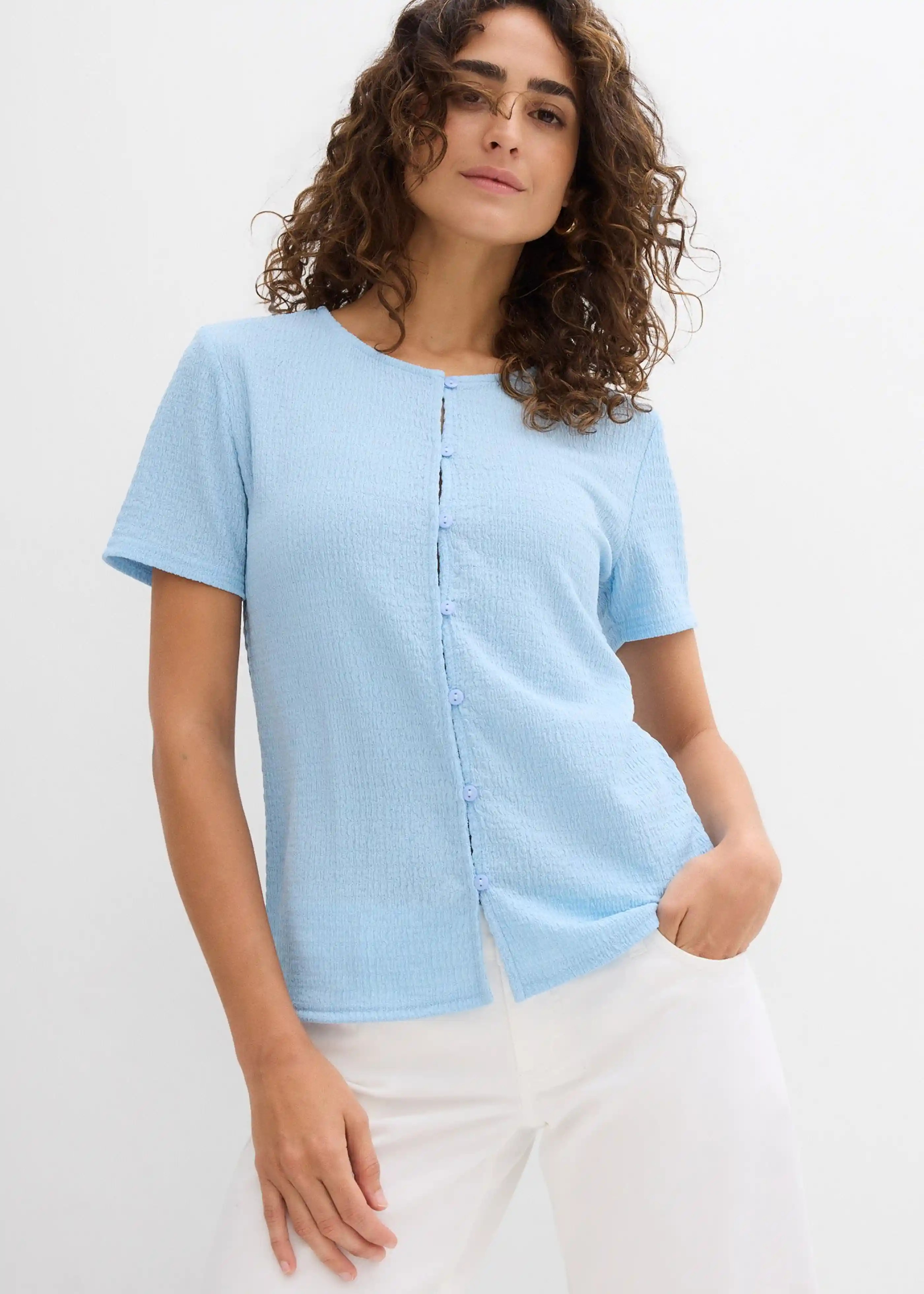 Shirt mit trendy Knopfleiste - blau - Damen | bonprix | Bonprix DE