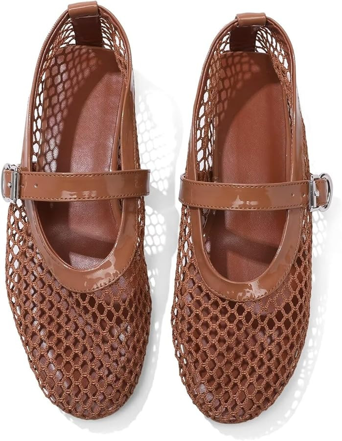 Mesh Flats for Women Ballerina Comfortable Mule Casual Round Toe Buckle Strap Ballet Mary Jane Sh... | Amazon (US)