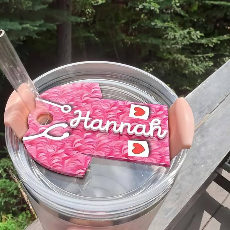 Nurse Name Tag, Tumbler Lid Topper, Personalized Tumbler Topper, Cup Name Tag, Nurse Name Tag, Fl... | Amazon (US)