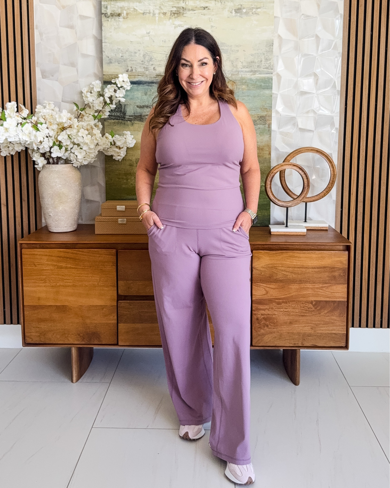 CRZ Yoga just dropped some new fun colors and this purple is perfection! The wide leg pants with pockets are super comfy, and the tank has built-in cups, making it an easy throw-on and go! 

Wearing XL in both

#LTKSeasonal #LTKOver40 #LTKMidsize