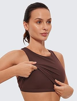CRZ YOGA Butterluxe Racerback High Neck Longline Sports Bras for Women - Padded Workout Crop Tank... | Amazon (US)
