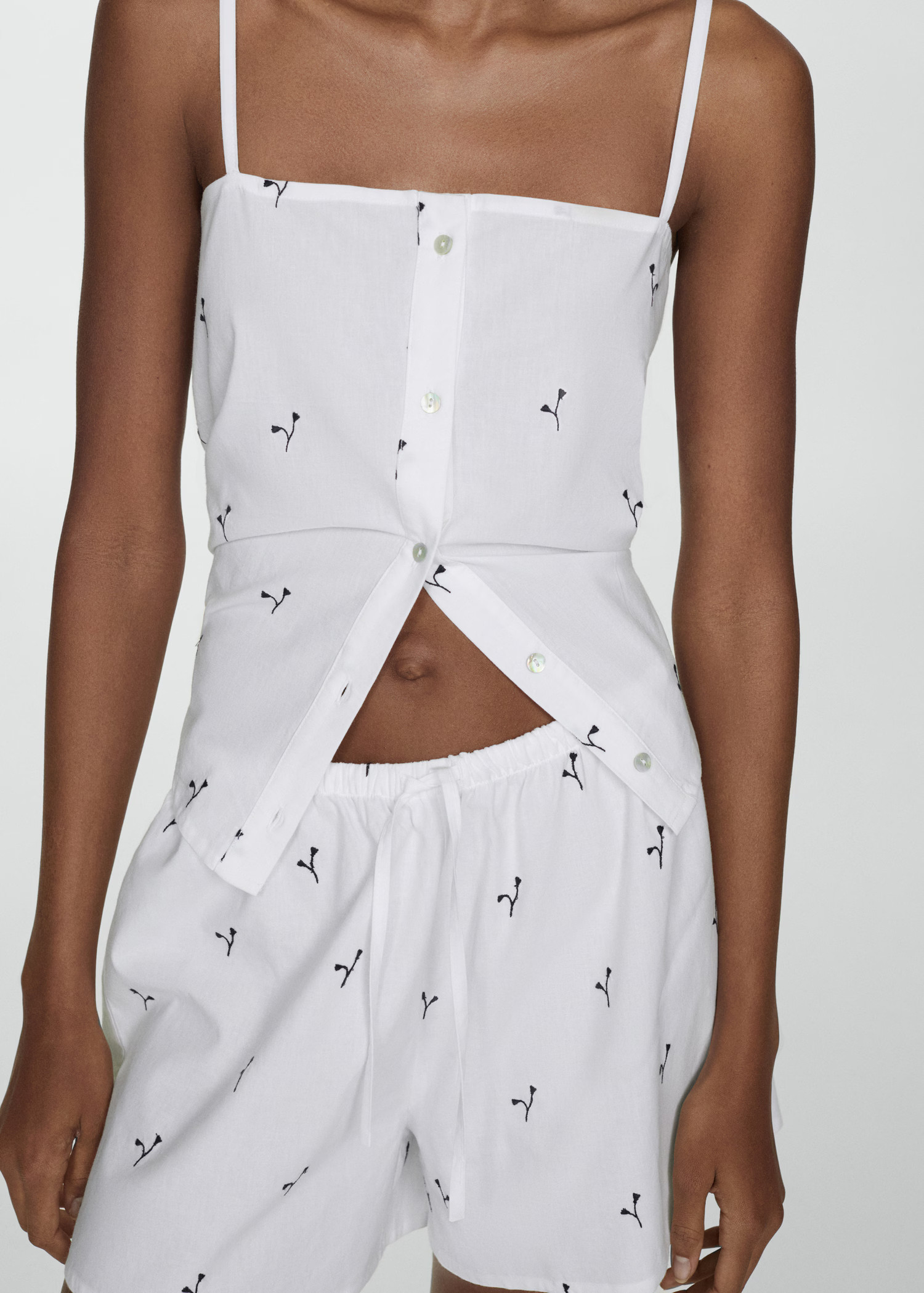 Bestickter 2-teiliger Pyjama - Damen | MANGO Deutschland | MANGO (DE)