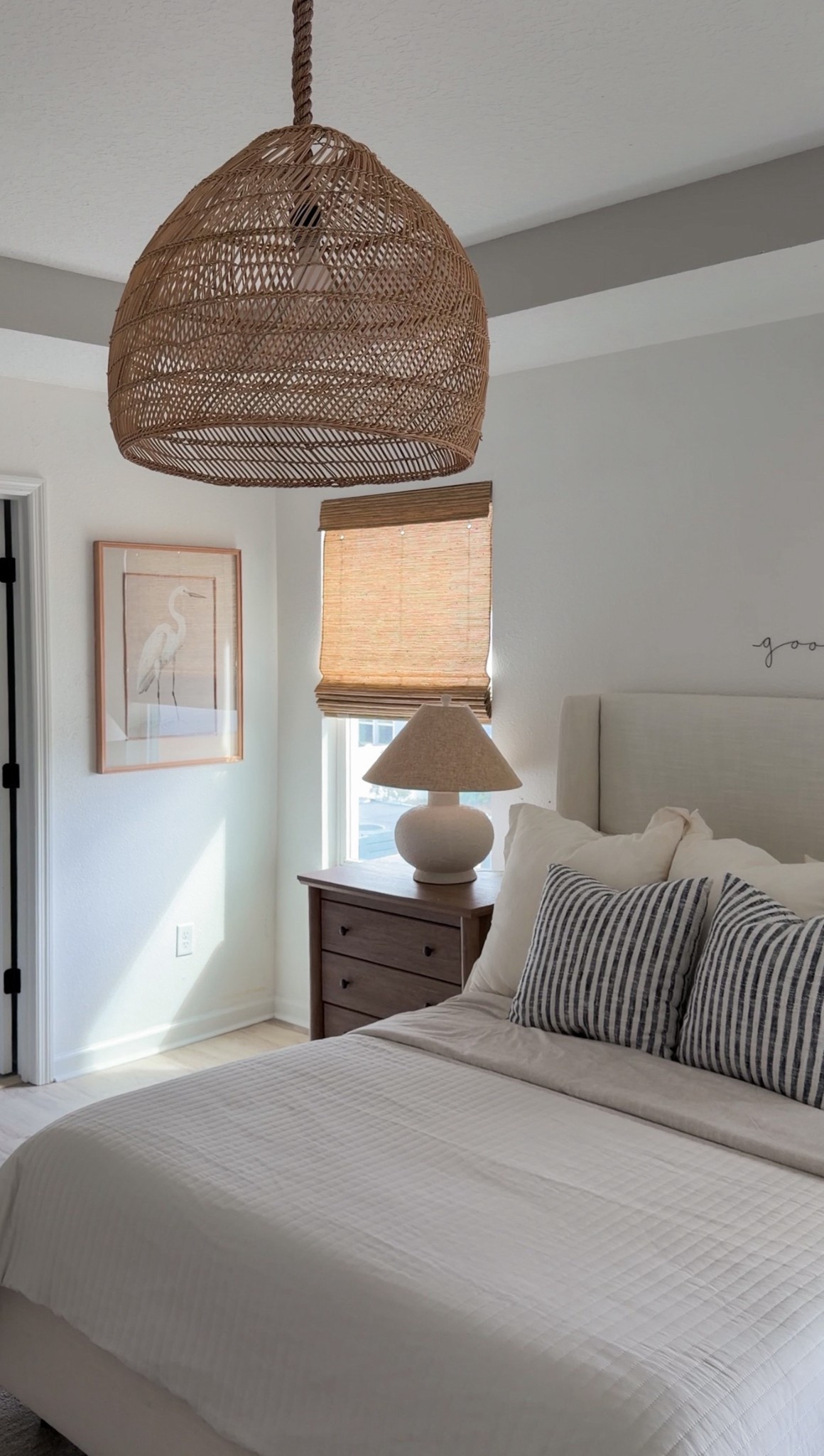 Our bedroom 🐚 coastal, linen bamboo sheets, woven shades, bedding, rattan, scallop rug.

The bed is the color “ZUMA white” 

The woven shades you can use my code HOMEOFUANDME10 For 10% off including sales 

#LTKmorningroutine #LTKHome